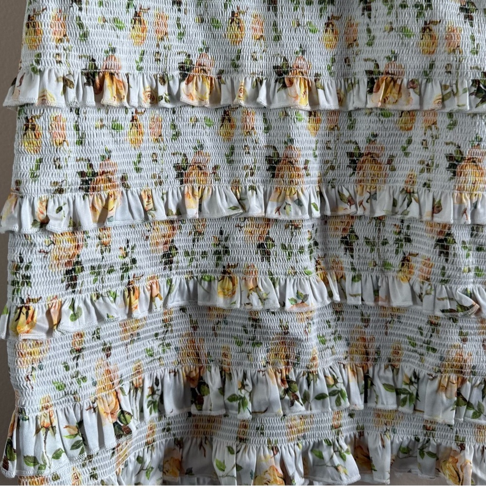 V. Chapman Floral Mini Dress in Cream and Yellow - Picture 6 of 12